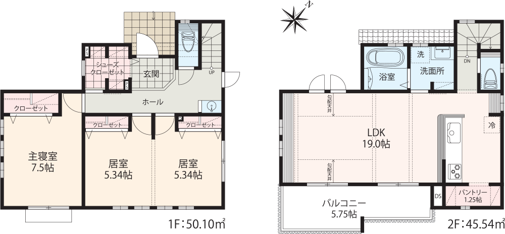 プロヴァンス2階建て(2階リビング3LDK)